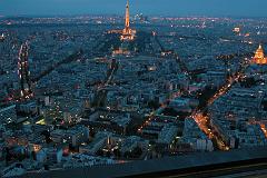 Paris 08 Evening Lights On Eiffel Tower And La Defense, Dome Church Les Invalides From Montparnasse Tower